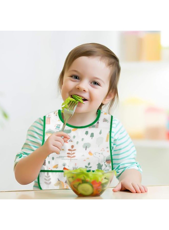 R HORSE 5Pcs Baby Bibs Set Toddler Bibs with Crumb Catcher Pocket & Snap Button Waterproof Baby Feeding Bibs for 6-24 Months - Image 5
