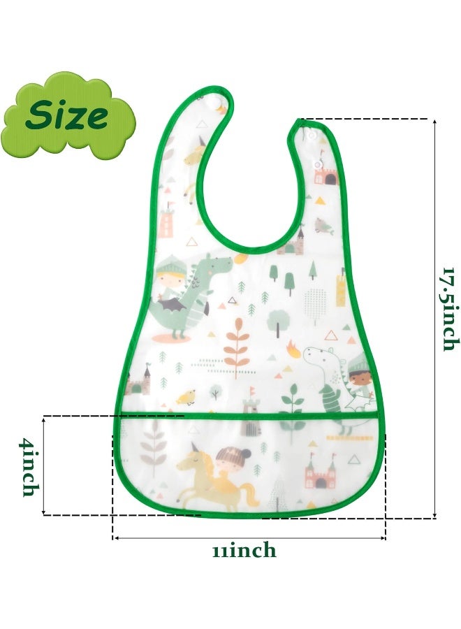 R HORSE 5Pcs Baby Bibs Set Toddler Bibs with Crumb Catcher Pocket & Snap Button Waterproof Baby Feeding Bibs for 6-24 Months - Image 2