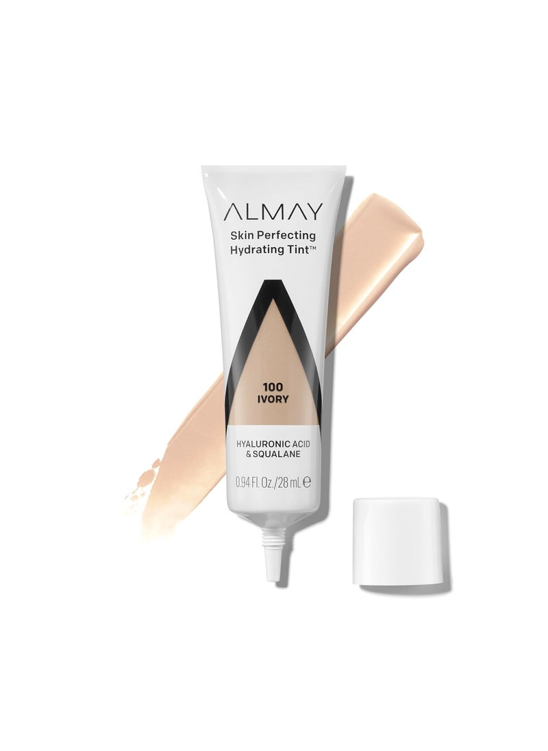 Almay Almay Hydrating Liquid Foundation Tint Lightweight with Light Coverage Naturally Dewy Finish Hypoallergenic Dermatologist TestedFragrance Free 100 Ivory 094 fl oz 