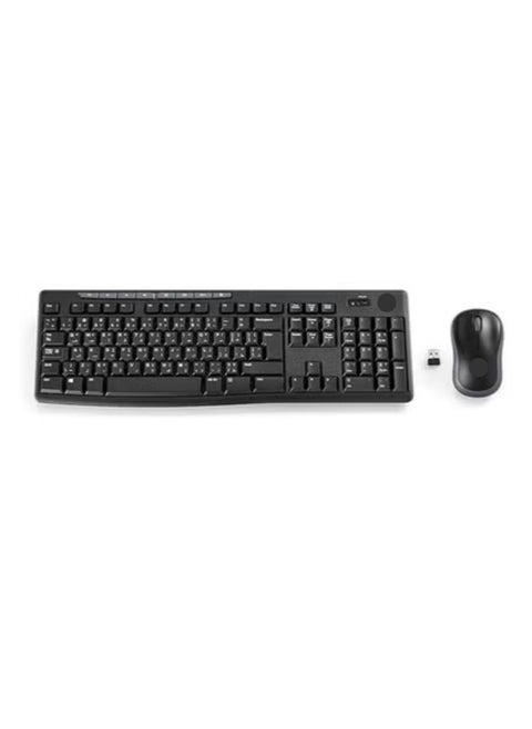 MK270 Wireless Combo Keyboard and Mouse, English Arabic Layout, Long Battery Life, 1000 DPI Resolution, Multimedia Keys, Compact Design Black