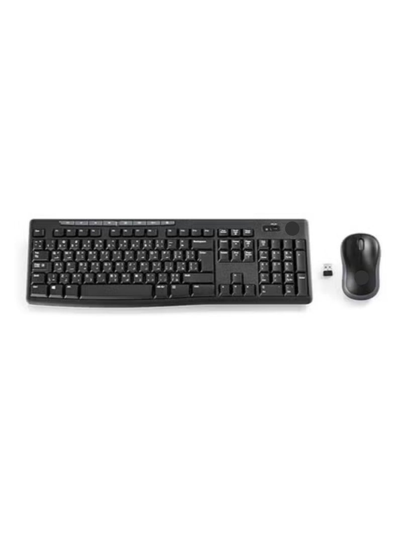Terabyte - MK270 Wireless Combo Keyboard and Mouse, English Arabic Layout, Long Battery Life, 1000 DPI Resolution, Multimedia Keys, Compact Design Black - Image 1
