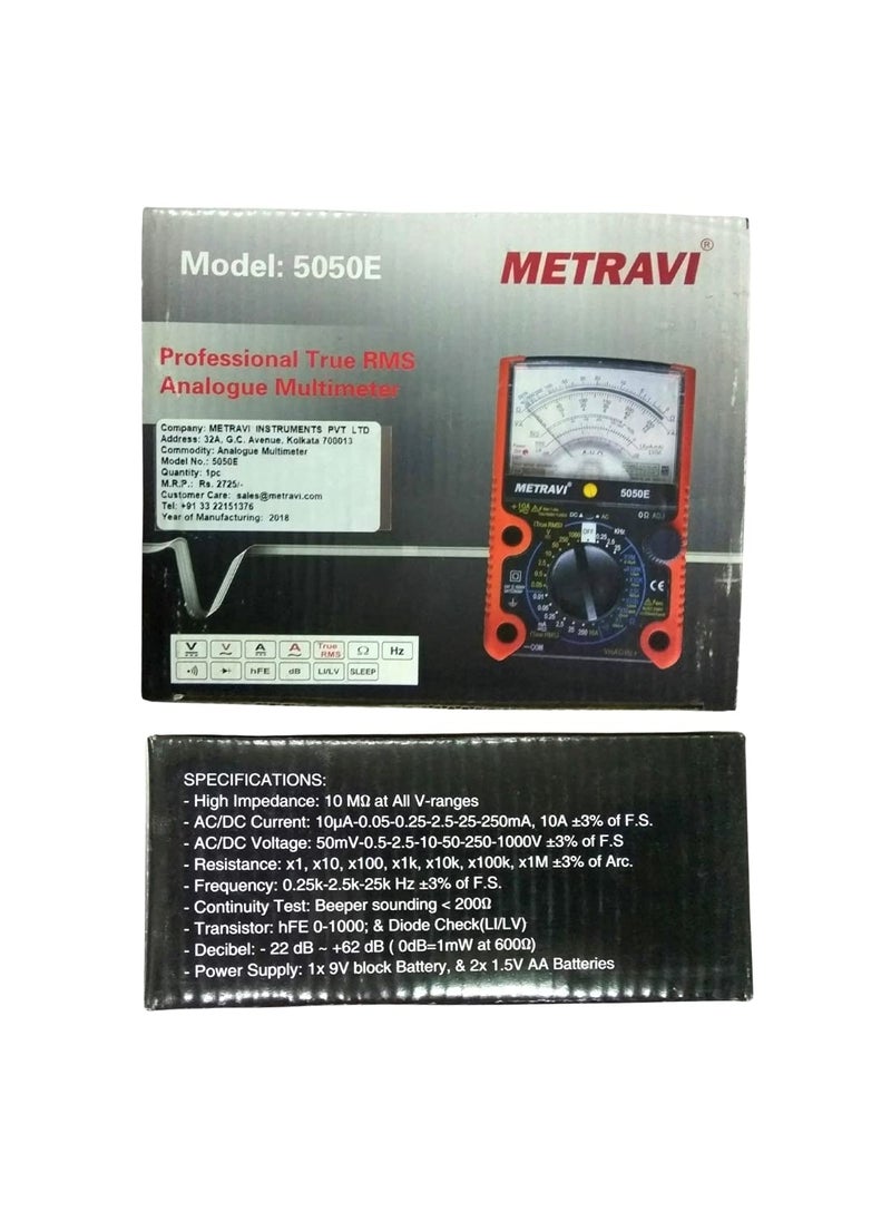 METRAVI Metravi 5050E Analogue TRMS Multimeter with Overload Protection  - Image 3