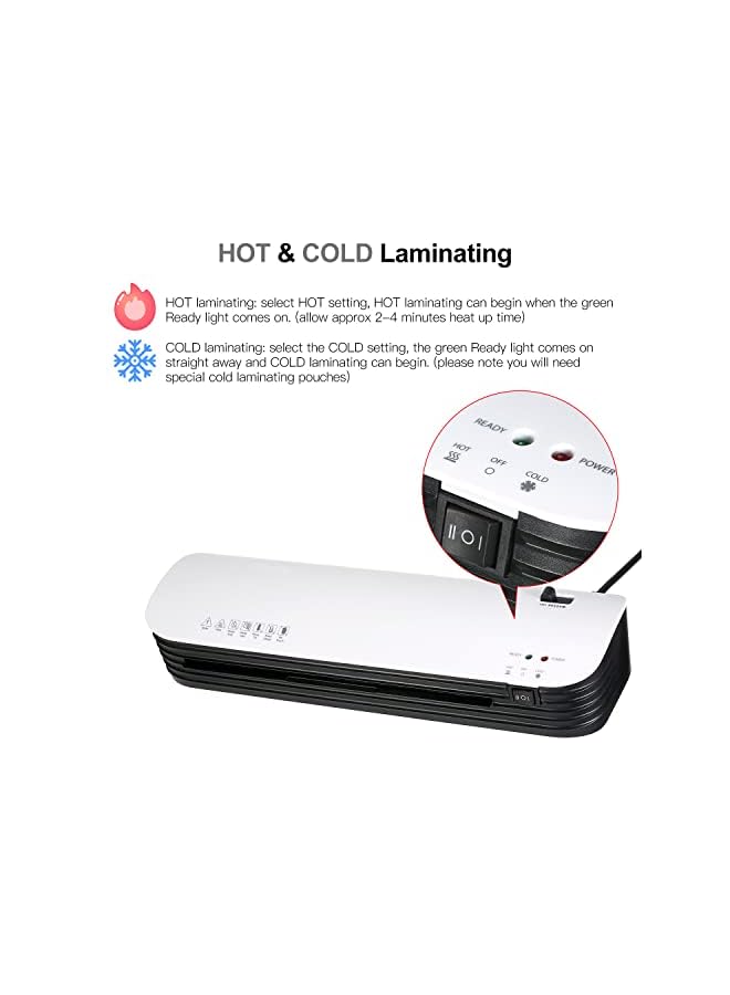 Raxoom Sl299 Laminator Machine Set A4 Size Hot And Cold Lamination 2 Roller System With 20 Laminating Pouches Paper Cutter Corner Rounder Abs Button For Home Office School Supplies  - Image 2
