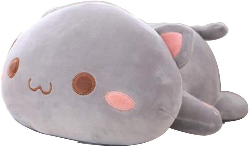 OUKEYI Cute Kitten Plush Toy Stuffed Animal Pet Kitty Soft Anime Cat Plush Pillow, Plush Cat Doll Soft Stuffed Kitten Pillow Doll Toyfor Kids (Gray) - Image 1