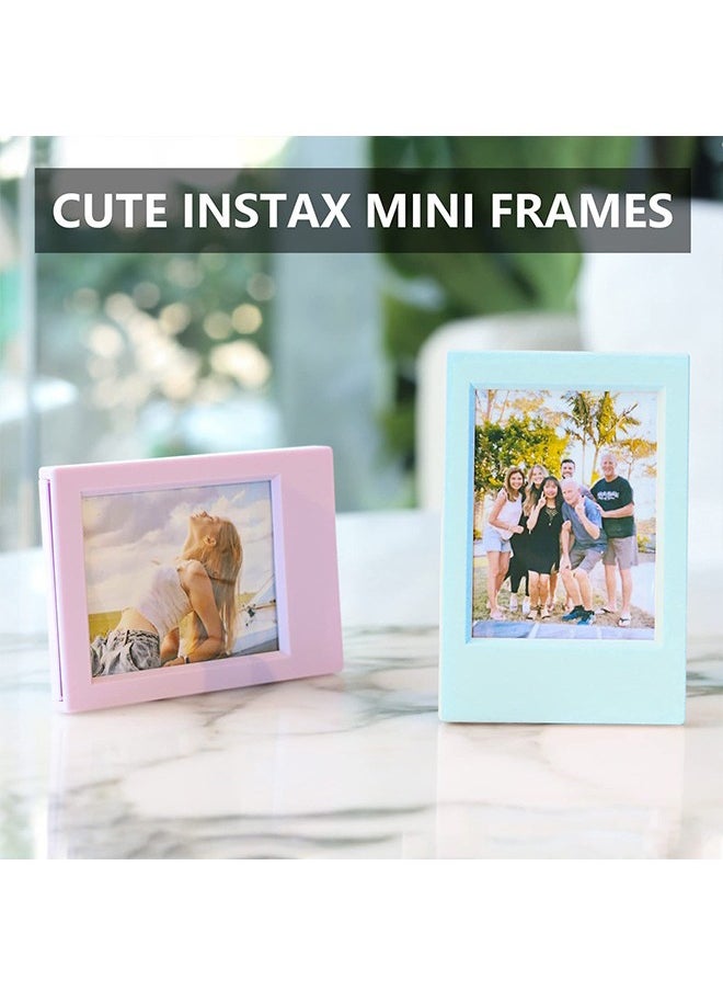 ACTION - 5 Pack Protective Clear Case for Fujifilm Instax Mini 12 Instant Camera - Crystal Hard Shell Cover with Upgraded Photo Pocket Holds 10 Films on Back and Adjustable Strap - Glitter Blue(No Camera) - Image 1