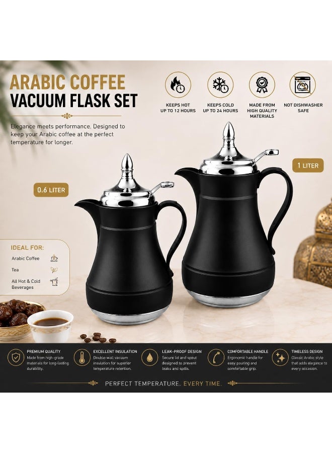 REFAN Premium Tea and Coffee Thermos Set of 2 Pieces 0.6 Liter+1 Liter | High Quality Hospitality Thermos Leak Proof Keeps Drinks Hot for Long Hours (Silver) - Image 3