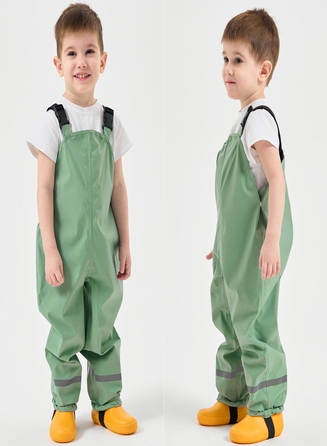 Fewlby Kids Rain Bib Pants, Toddlers Waterproof Suspender Dirty Proof Rain Wear, Green, 4-5 Years - Image 5