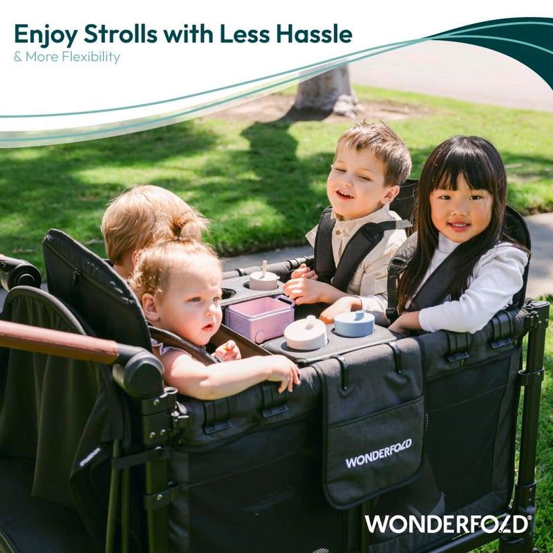 WONDERFOLD Flex Snack Tray for W4 Stroller Wagon with Convertible Cup Holders & Adjustable Sidewalls to Maximize Space, Easy to Install, Easy to Clean - Image 2