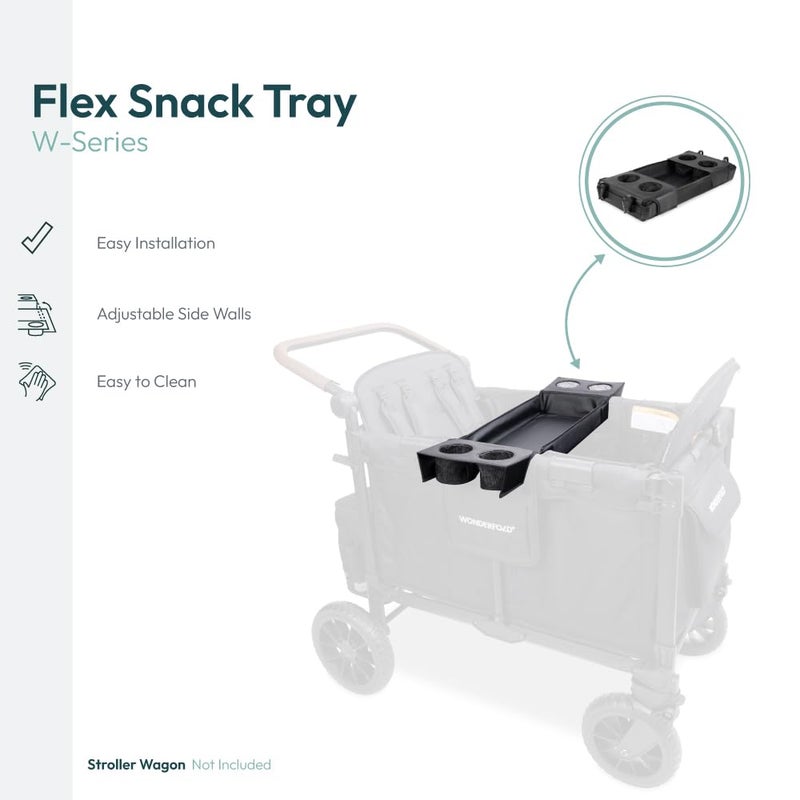 WONDERFOLD Flex Snack Tray for W4 Stroller Wagon with Convertible Cup Holders & Adjustable Sidewalls to Maximize Space, Easy to Install, Easy to Clean - Image 3