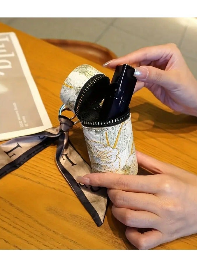 Kormesic Cultural Motif, Exquisite Handmade Embroidered Hanfu Printed Bucket Bag, Portable Lipstick Storage Box with Keychain, Ideal Headphone Case, Gorgeous Bag Pendant - The Perfect Gift for Every Woman - Image 4