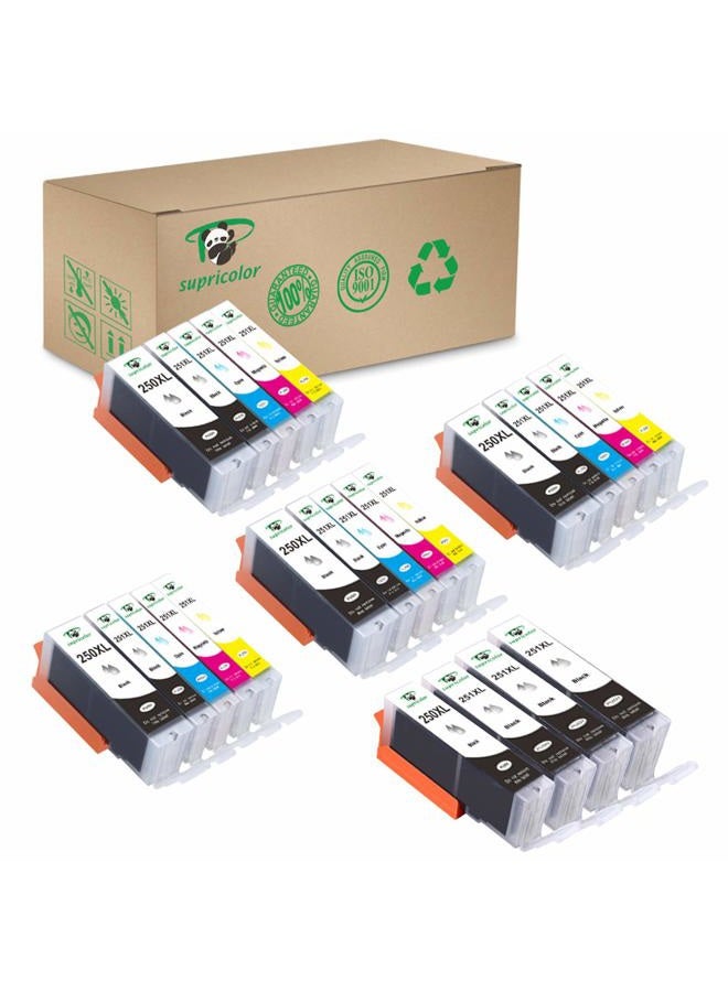Supricolor 24 Pack PGI-250XL CLI-251XL High Yield Ink Cartridges, Compatible with Pixma MX922 MG6420 MG6620 Printers 24 Pack (4Sets + 4BK) - Image 1