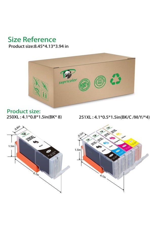 Supricolor 24 Pack PGI-250XL CLI-251XL High Yield Ink Cartridges, Compatible with Pixma MX922 MG6420 MG6620 Printers 24 Pack (4Sets + 4BK) - Image 3