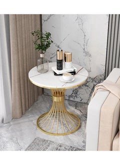 Luxury iron table modern apartment sofa table creative marble end side table small round coffee table gold round table (Without Chair)