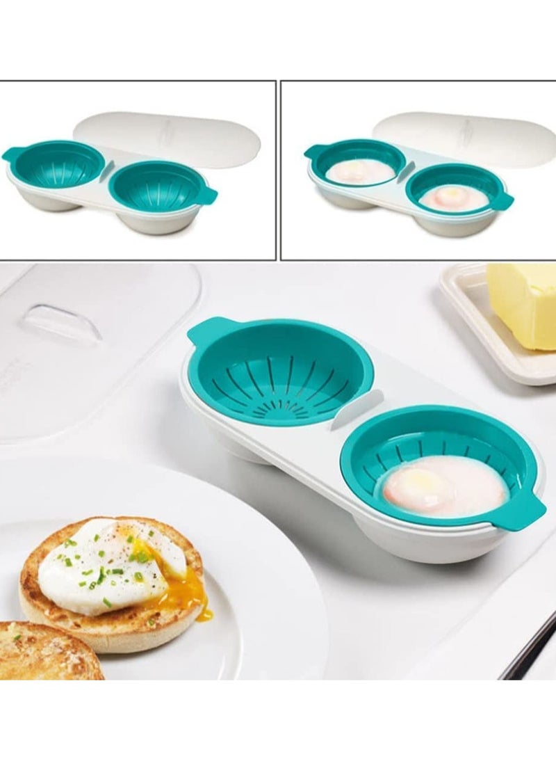SYOSI Egg Steamer, Egg Poachers, Egg Poacher Cups, Food Grade PP Material Safe and Secure Time Saving and Labor Saving, Multi-Function, for Kitchen Home Ovens Poached Eggs,Blue  - Image 1