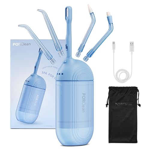 PORClean WASH301 PRO Electric Water Flosser for Teeth | 120 PSI Deep Cleaning, 3 Modes with 9 Adjustable Pressure Dental Flosser | 180ml Tank, 5 Tips | Oral Irrigator for Braces, Implants & Gum Care - Image 1