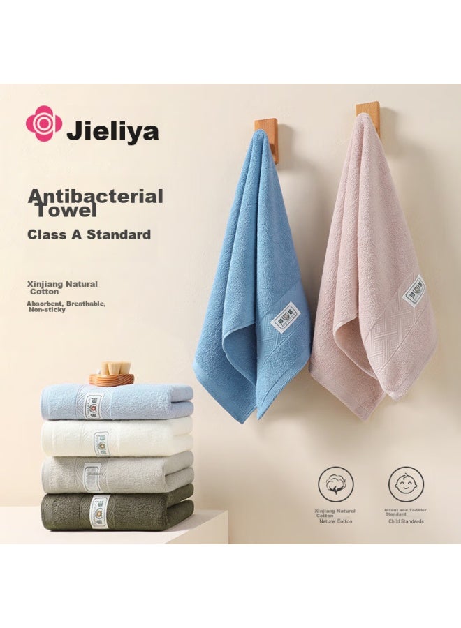 Grace Antibacterial Towel, Xinjiang Cotton, Soft Pure Cotton Face Towel For Home Use, Bath Towel For Couples, 2 Pieces, Blue + Camel - Image 2