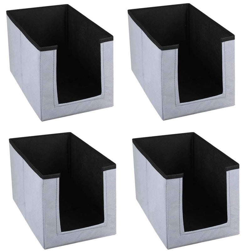 ink craft InkCraft Shirt Stacker Wardrobe Closet Organizer for shirts clothing organizer Cloth storage bag SareeLehangasjeans Storage Bag with Space saver Foldable bag Pack of 4 GreyBlack - Image 1