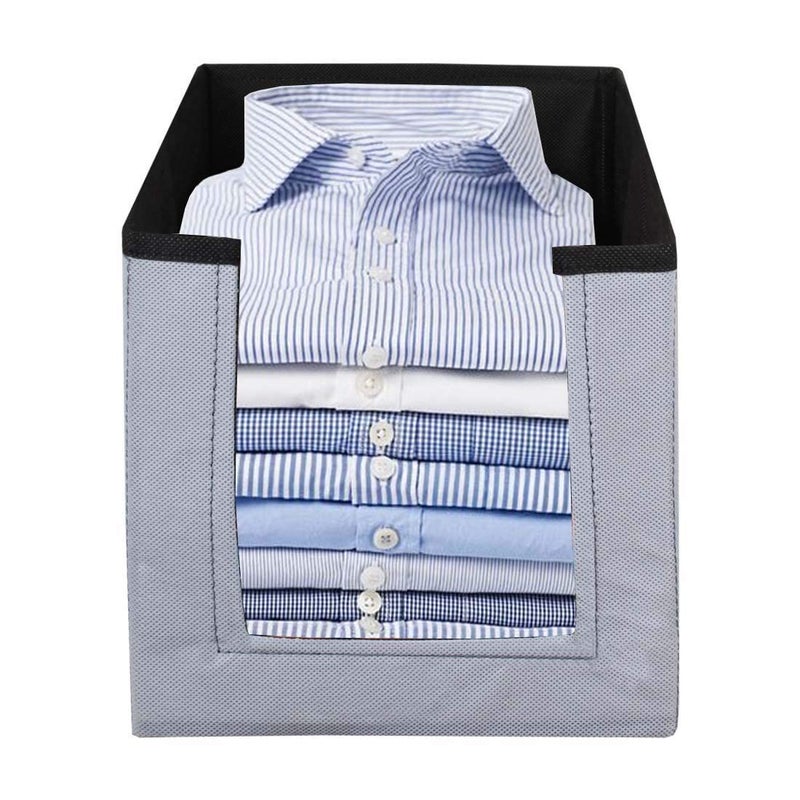 ink craft InkCraft Shirt Stacker Wardrobe Closet Organizer for shirts clothing organizer Cloth storage bag SareeLehangasjeans Storage Bag with Space saver Foldable bag Pack of 4 GreyBlack - Image 2