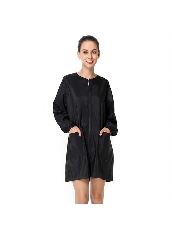 Exttlliy Chameleon Fabric Salon Smock Professional Hair Stylist Jacket Waterproof Haircut Cape Barber Apron (Black, XL) - Image 1