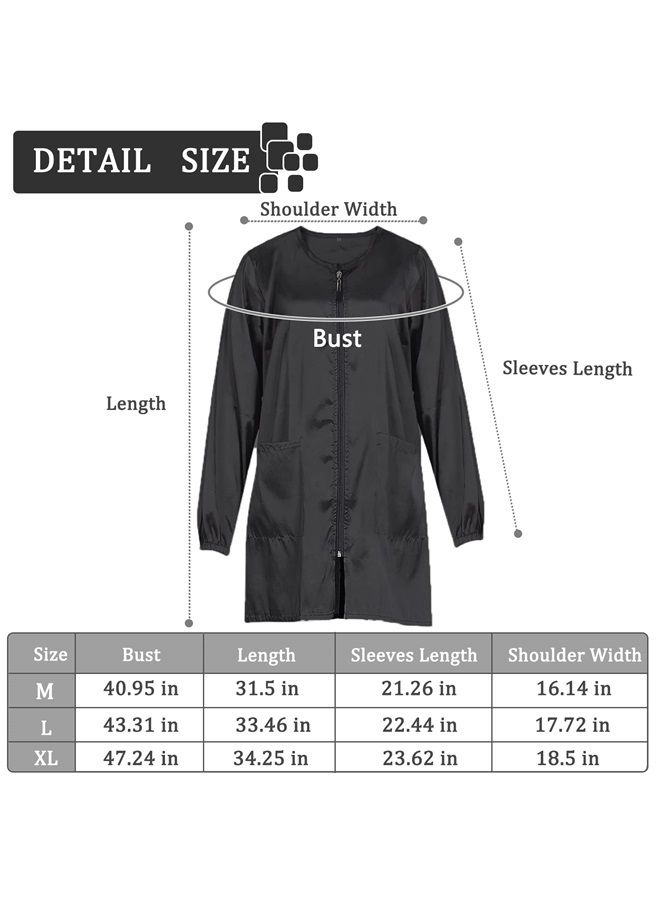 Exttlliy Chameleon Fabric Salon Smock Professional Hair Stylist Jacket Waterproof Haircut Cape Barber Apron (Black, XL) - Image 2