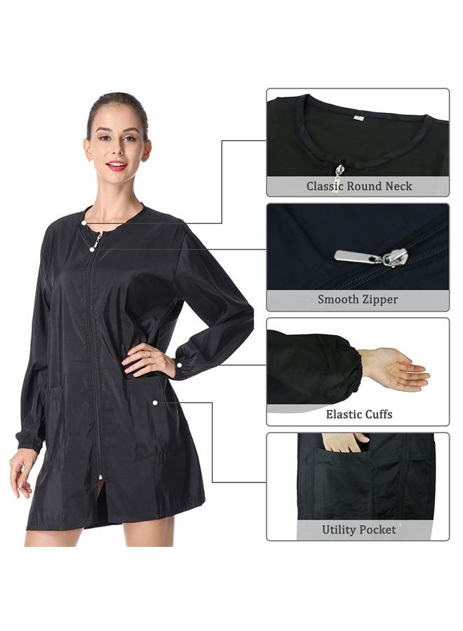 Exttlliy Chameleon Fabric Salon Smock Professional Hair Stylist Jacket Waterproof Haircut Cape Barber Apron (Black, XL) - Image 3