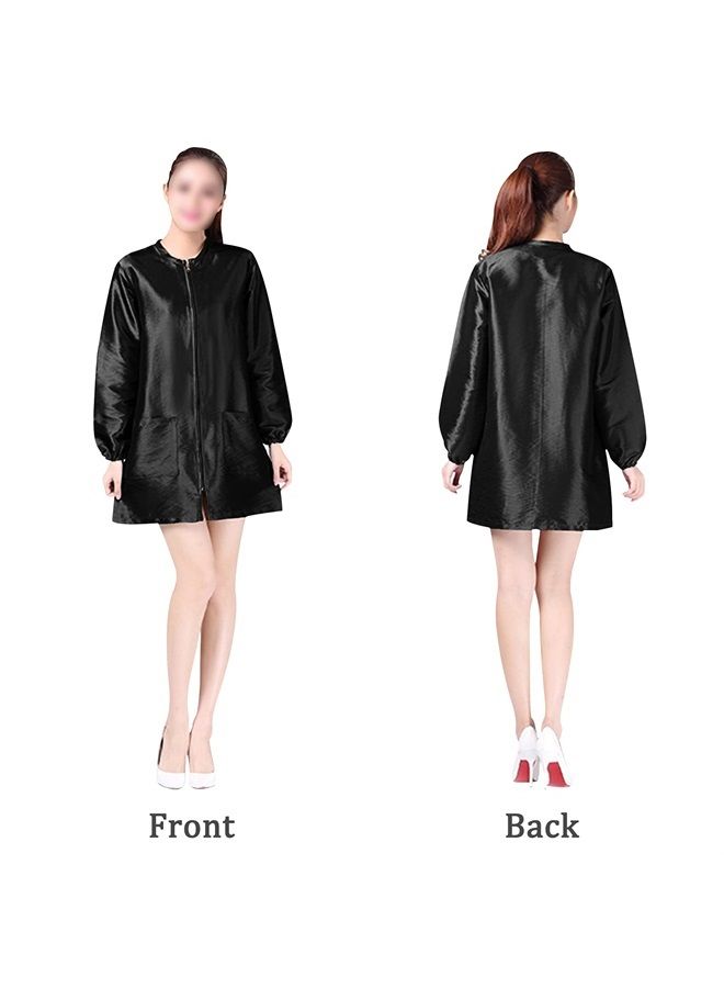 Exttlliy Chameleon Fabric Salon Smock Professional Hair Stylist Jacket Waterproof Haircut Cape Barber Apron (Black, XL) - Image 5