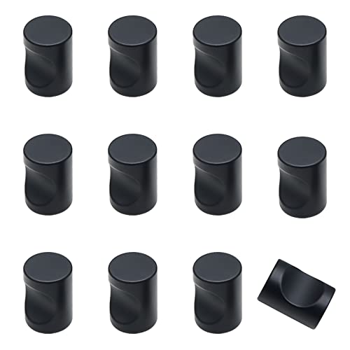 Svaitend 12 Pcs Aluminum Cylinder Drawer Pulls Wardrobe Knobs Modern Cylindrical Handle Minimalist Cabinet Handle Used for Cabinet Dresser (Black) - Image 1