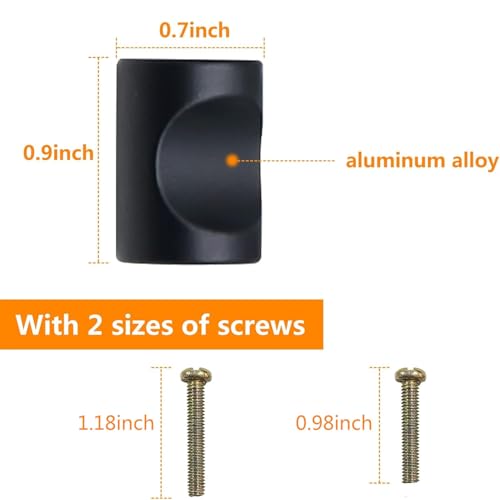Svaitend 12 Pcs Aluminum Cylinder Drawer Pulls Wardrobe Knobs Modern Cylindrical Handle Minimalist Cabinet Handle Used for Cabinet Dresser (Black) - Image 2