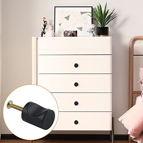 Svaitend 12 Pcs Aluminum Cylinder Drawer Pulls Wardrobe Knobs Modern Cylindrical Handle Minimalist Cabinet Handle Used for Cabinet Dresser (Black) - Image 3