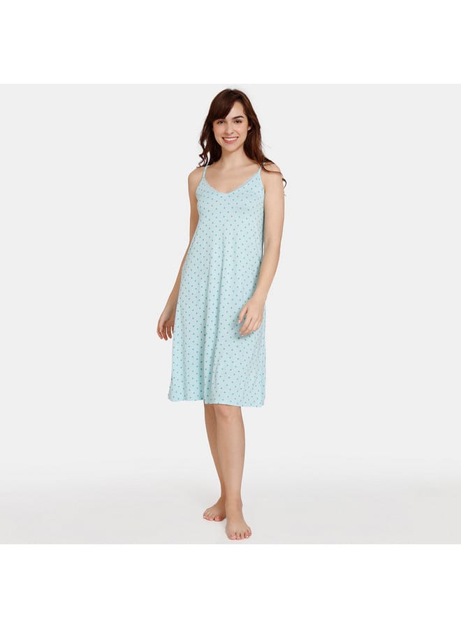 zivame Zivame All-Over Polka Dot Print Slip Dress with Adjustable Straps  - Image 1