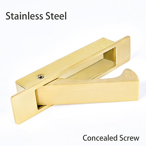 Dontay Pocket Pull Handle, Edge Pull, Professional Stainless Steel 304, Flush Mount for Sliding Door (Satin Brass, 1) - Image 2
