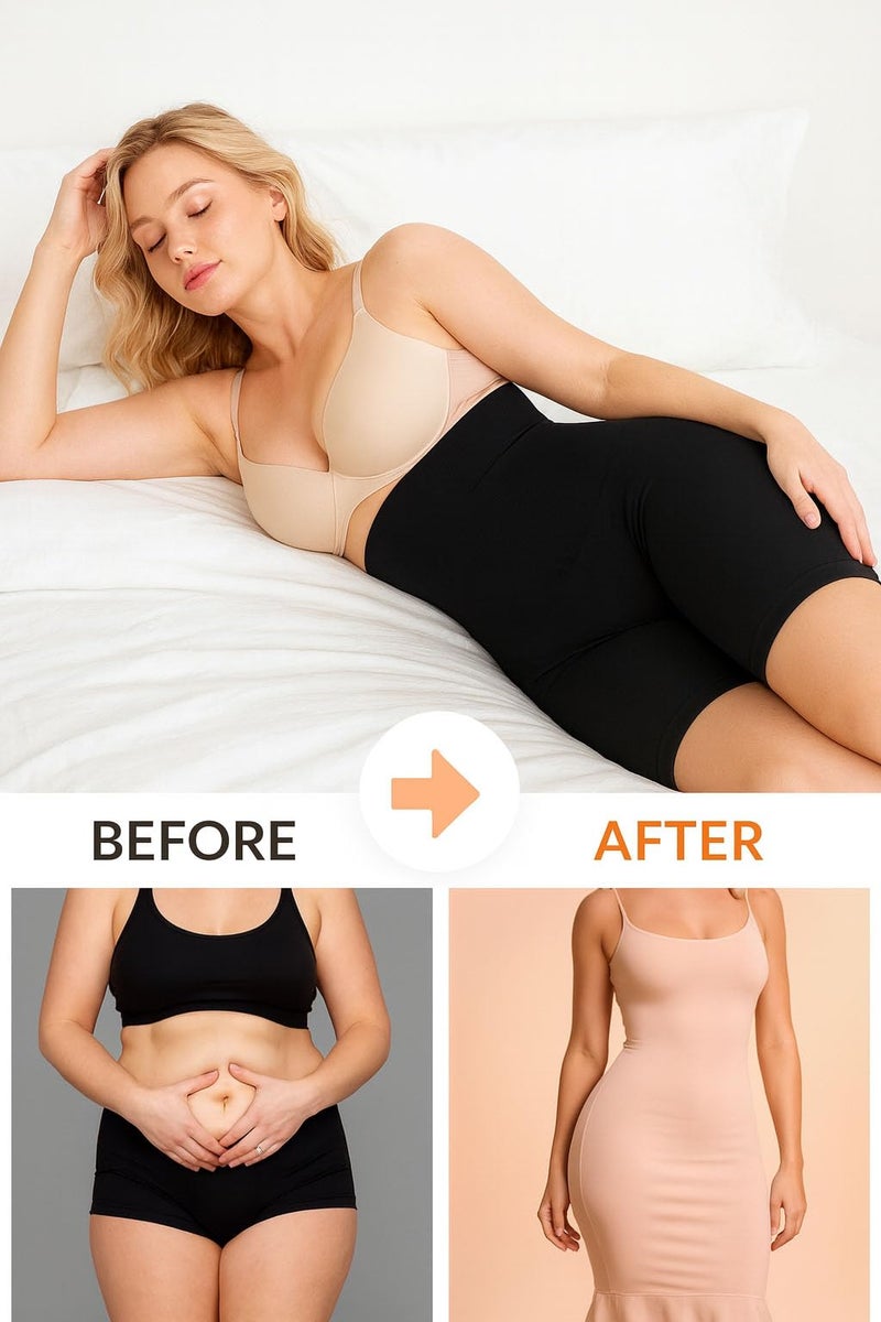 HSR High-Waist Tummy Control Shaping Shorts for Women - Breathable, Butt Lifting & Slimming Body Shaper, Nylon/Spandex Blend, Perfect Body Contour, Waist Shapewear (Fits Waist : 30 to 39 Inch) Black - Image 2