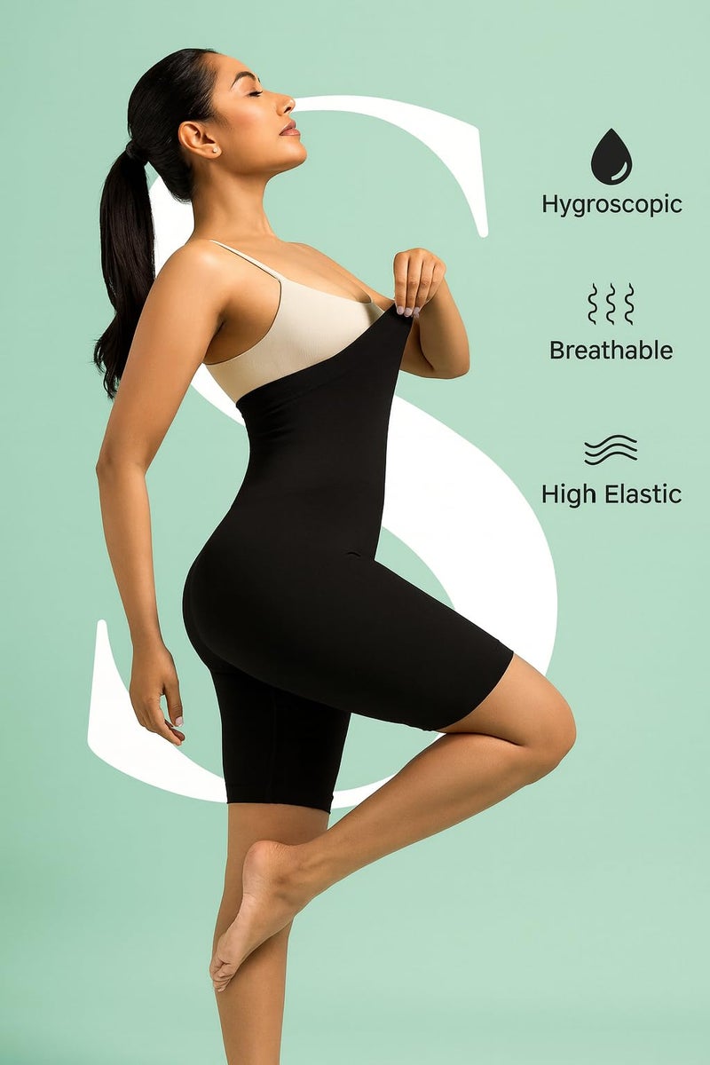 HSR High-Waist Tummy Control Shaping Shorts for Women - Breathable, Butt Lifting & Slimming Body Shaper, Nylon/Spandex Blend, Perfect Body Contour, Waist Shapewear (Fits Waist : 30 to 39 Inch) Black - Image 4