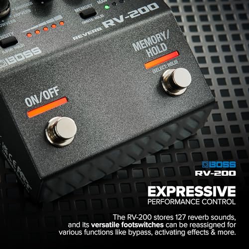 BOSS RV200 Reverb Premium Reverb Processing in a Streamlined BOSS 200 Series Effects Pedal Design for Guitar Other Instruments 12 Reverb Types including Arpverb 127 User Memories - Image 3