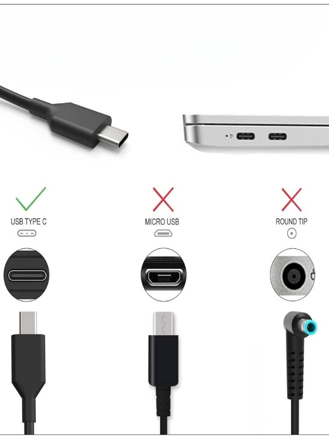 USB-C 65W replacement charger suitable for Lenovo-ThinkPad and 95% USB charging port iPad, Huawei, Samsung, Xiaomi devices, laptop power adapter cable - Image 4