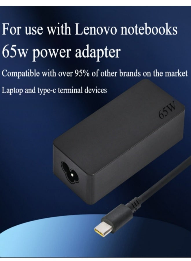 USB-C 65W replacement charger suitable for Lenovo-ThinkPad and 95% USB charging port iPad, Huawei, Samsung, Xiaomi devices, laptop power adapter cable - Image 3