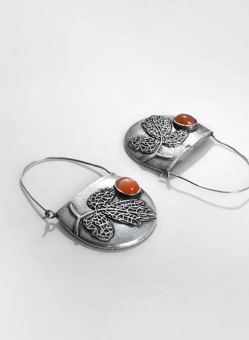 SOHI Contemporary Oxidised Artificial Hoop Earring Jewellery