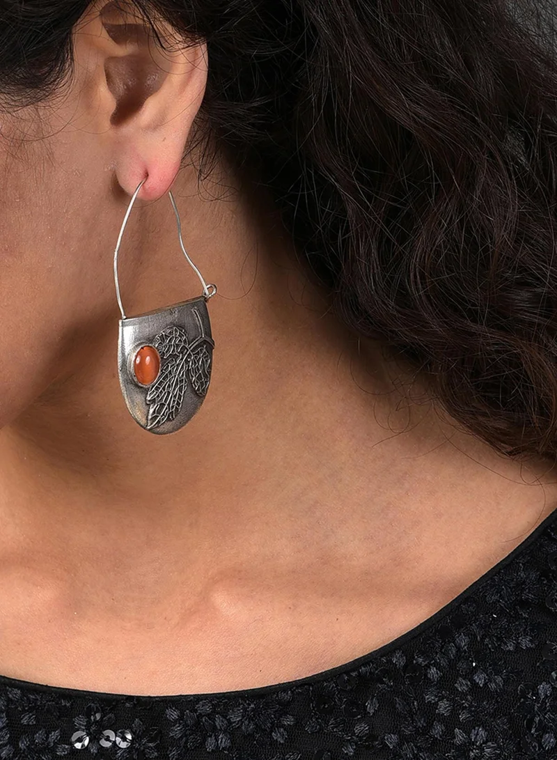SOHI Contemporary Oxidised Artificial Hoop Earring Jewellery