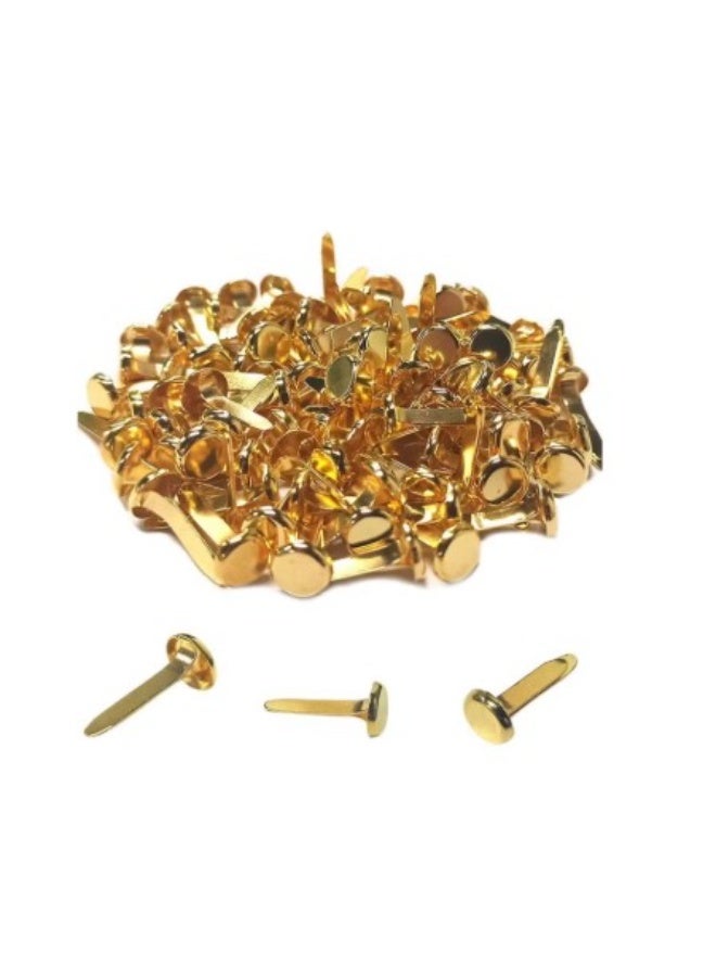 Sadaf 100 Pcs Brass Paper Fasteners 25mm Plated Mini Brads for Scrapbooking Crafts DIY Projects - Image 1