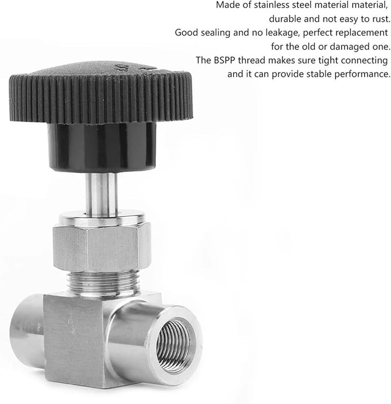 Stainless Steel BSPP Female Thread Straight Needle Valve 3 8in For Water Gas Oil - Image 3