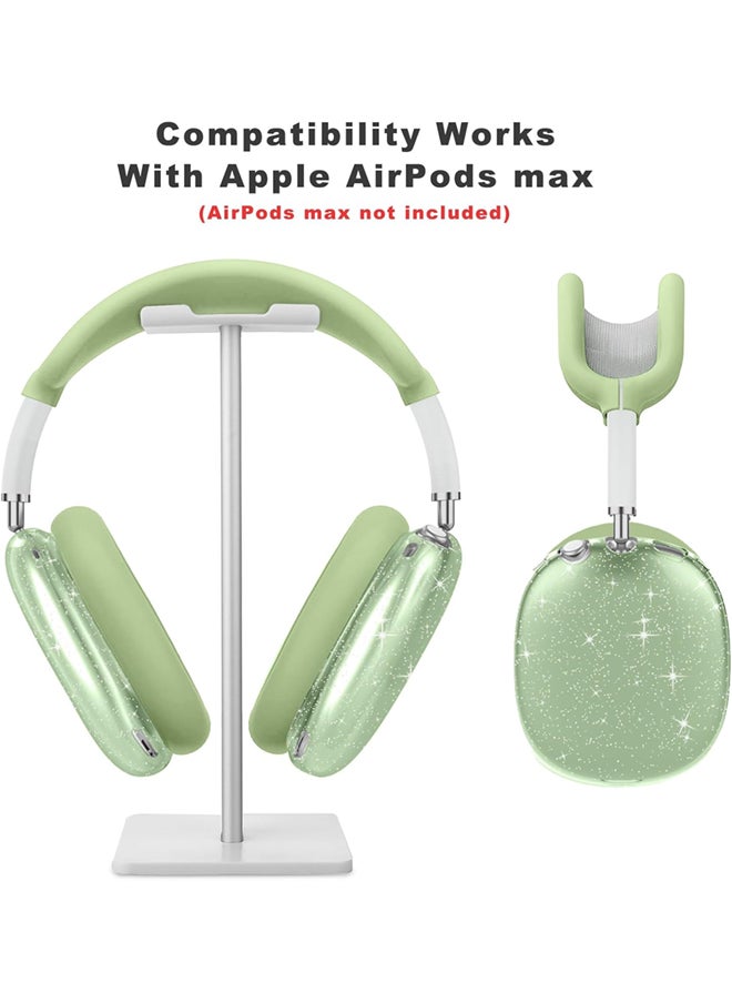 SJet - Silicone Case Cover for AirPods Max Headphones, Clear Soft TPU Ear Cups Cover/Ear Pad Case Cover/Headband Cover for AirPods Max (2024/2020) - Green Glitter - Image 1