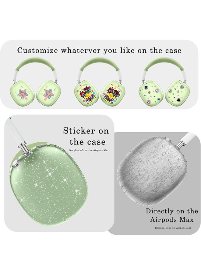 SJet - Silicone Case Cover for AirPods Max Headphones, Clear Soft TPU Ear Cups Cover/Ear Pad Case Cover/Headband Cover for AirPods Max (2024/2020) - Green Glitter - Image 1