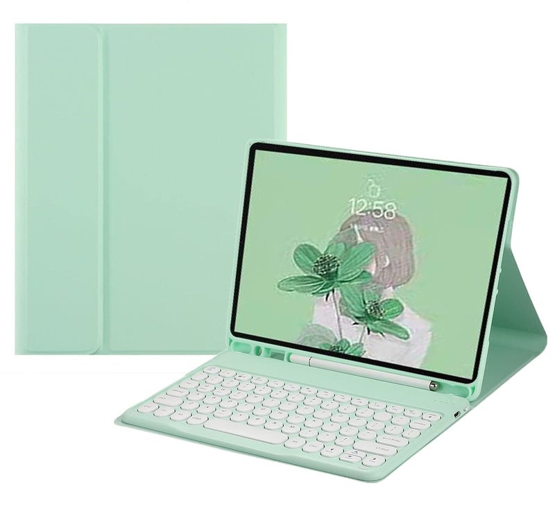 HENGHUI Keyboard Case for iPad mini 7 A17 Pro 2024/ iPad mini 6th Generation Case with Cute Round Key Detachable BT Color Keyboard Cover,MintGreen - Image 1