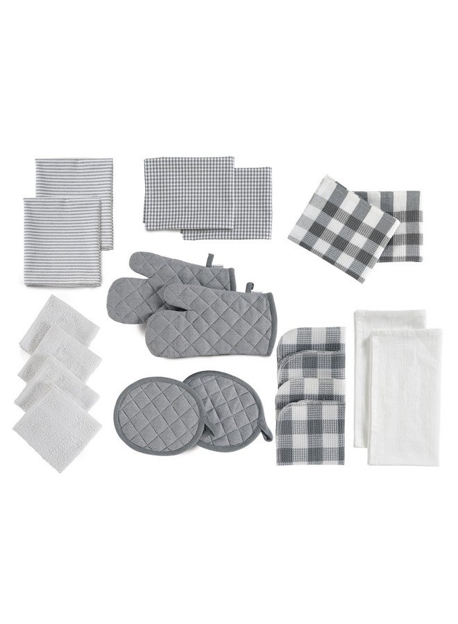 LANE LINEN Lane Linen Kitchen Towels and Dishcloths Sets - 20 Pc Kitchen Essentials for New Home, Heat Resistant Oven Mitts & Pot Holder, Absorbent Flour Sack Dish Towels, Dish Towels for Kitchen - Grey, Gray  - Image 1