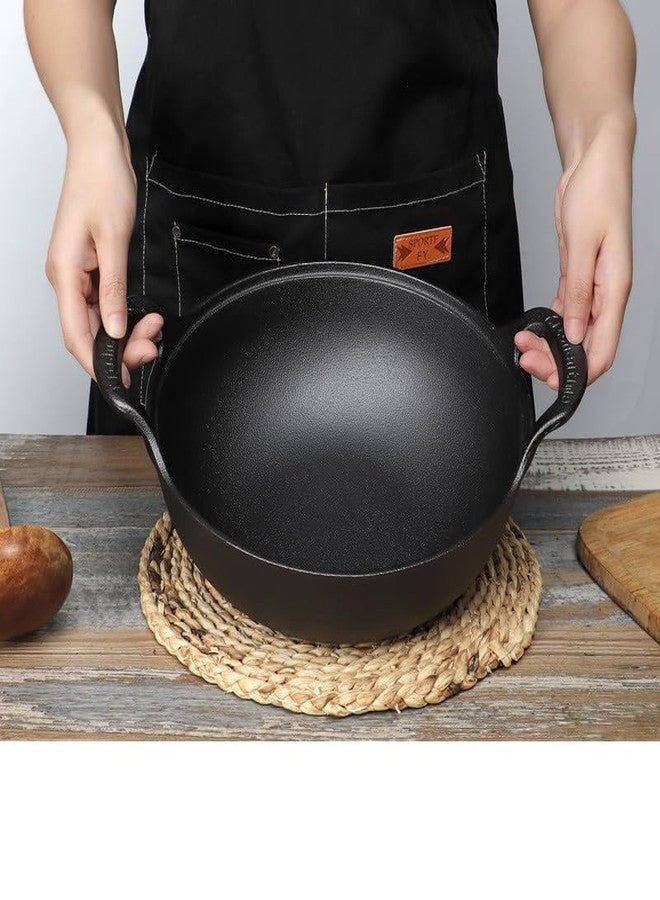 Firequasar Cast Iron Wok with Dual Handle, Wok with Lid 9 inch - Image 5