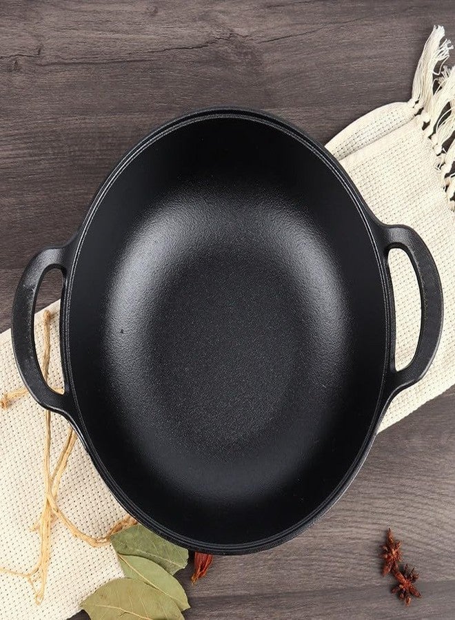 Firequasar Cast Iron Wok with Dual Handle, Wok with Lid 9 inch - Image 3