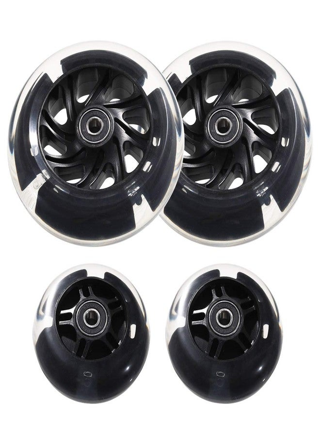WHEELGOO Front 120mm & Rear 80mm Light-Up Flashing 3-Wheeled kid Scooter Replacement Wheels, Complete Wheels Set for 3-Wheeled Kid Push Scooter, Set of 4 (Black) - Image 2