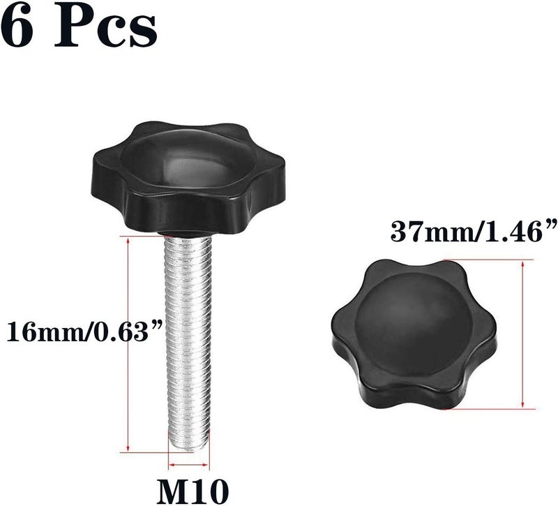 SDY 6 Pcs Clamping Screw Knob,Plastic Hex Clamping Hand Knob Gripandles Screw Knobs Quick Removal Handgrips Star Knob Male Thread（M10-1.5x16mm） - Image 2