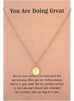 Tondiamo Tondiamo Fidget Necklace Worry Stone Necklace with Card Fidget Pendants Anxiety Jewelry for Women Anxiety Relief Meditation Relaxation Stress Relief Gift for Women and Men 
