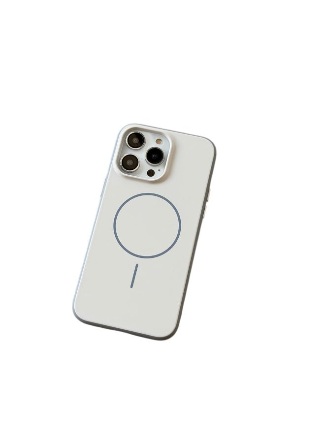 غطاء هاتف ماتي متوافق مع MagSafe لهاتف ايفون 16 برو، أبيض - Image 1